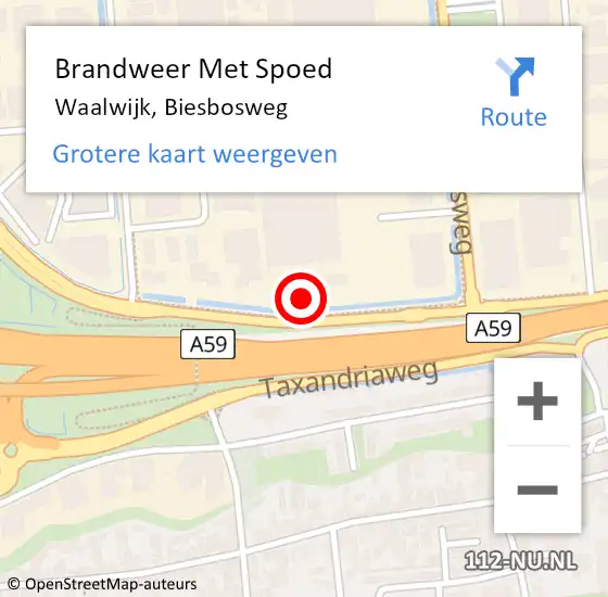 Locatie op kaart van de 112 melding: Brandweer Met Spoed Naar Waalwijk, Biesbosweg op 20 mei 2022 22:50