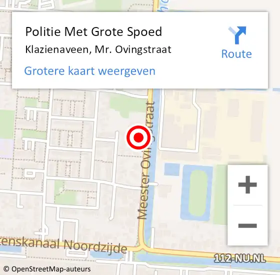 Locatie op kaart van de 112 melding: Politie Met Grote Spoed Naar Klazienaveen, Mr. Ovingstraat op 20 mei 2022 23:05