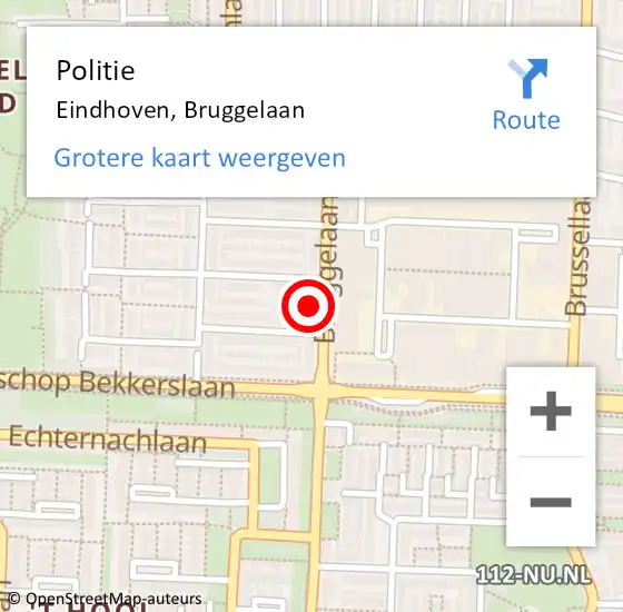 Locatie op kaart van de 112 melding: Politie Eindhoven, Bruggelaan op 20 mei 2022 23:16