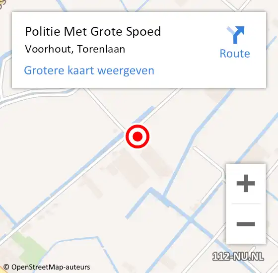 Locatie op kaart van de 112 melding: Politie Met Grote Spoed Naar Voorhout, Torenlaan op 20 mei 2022 23:49