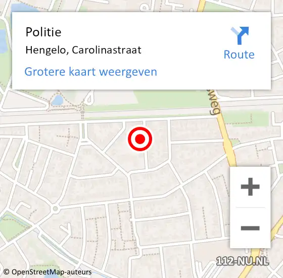 Locatie op kaart van de 112 melding: Politie Hengelo, Carolinastraat op 21 mei 2022 00:00