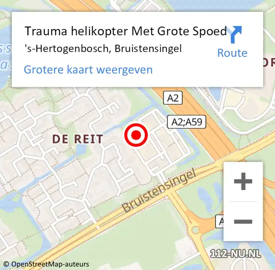 Locatie op kaart van de 112 melding: Trauma helikopter Met Grote Spoed Naar 's-Hertogenbosch, Bruistensingel op 21 mei 2022 00:15