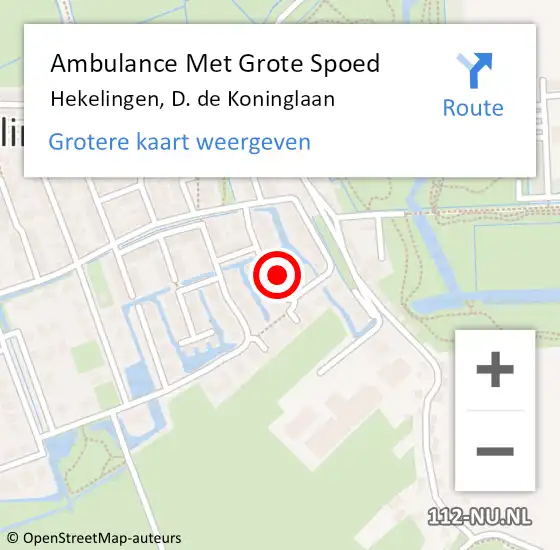 Locatie op kaart van de 112 melding: Ambulance Met Grote Spoed Naar Hekelingen, D. de Koninglaan op 21 mei 2022 00:20