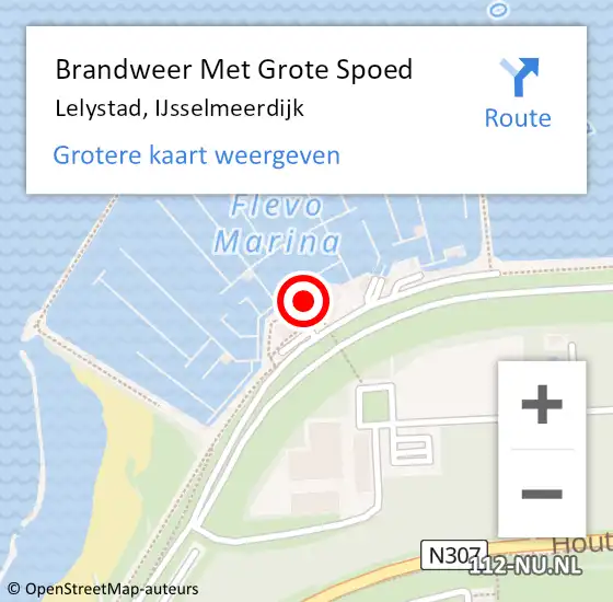 Locatie op kaart van de 112 melding: Brandweer Met Grote Spoed Naar Lelystad, IJsselmeerdijk op 21 mei 2022 01:15