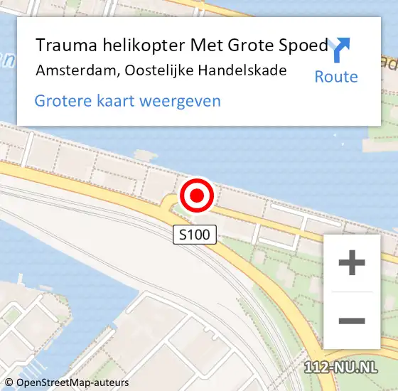 Locatie op kaart van de 112 melding: Trauma helikopter Met Grote Spoed Naar Amsterdam, Oostelijke Handelskade op 21 mei 2022 01:30