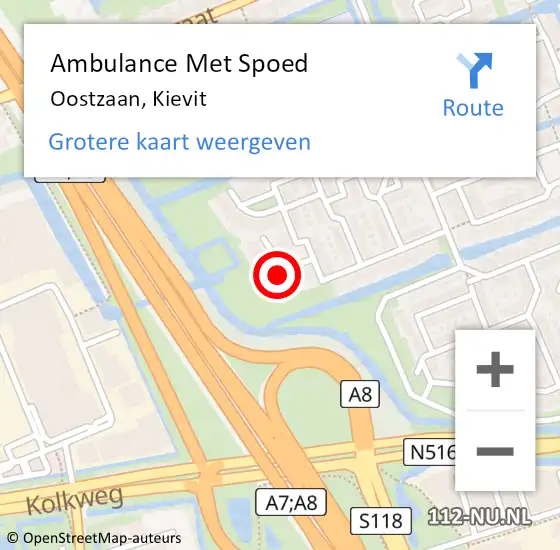 Locatie op kaart van de 112 melding: Ambulance Met Spoed Naar Oostzaan, Kievit op 21 mei 2022 01:47