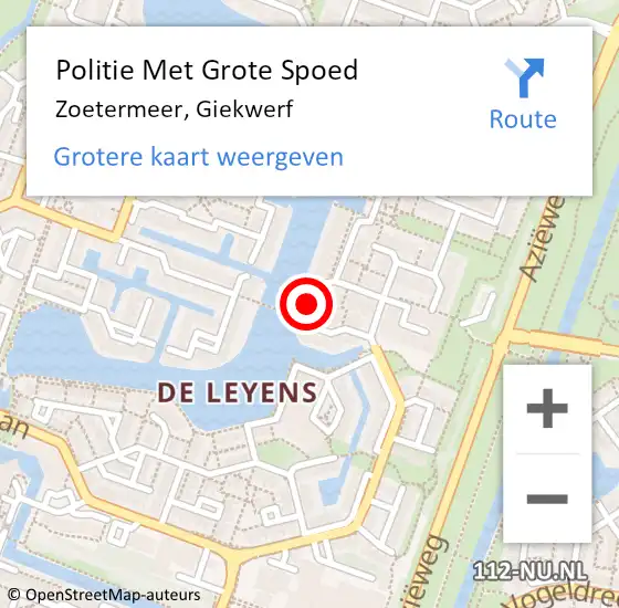 Locatie op kaart van de 112 melding: Politie Met Grote Spoed Naar Zoetermeer, Giekwerf op 21 mei 2022 02:27