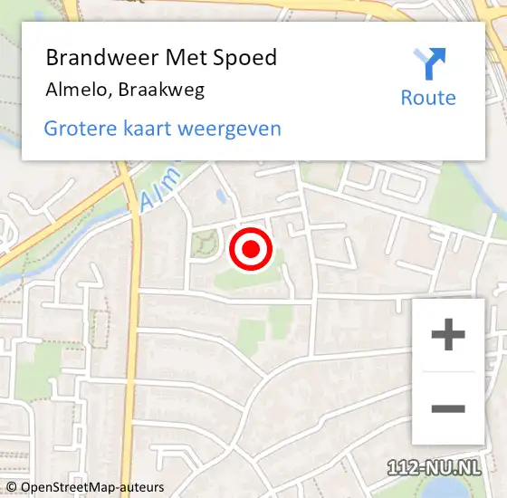 Locatie op kaart van de 112 melding: Brandweer Met Spoed Naar Almelo, Braakweg op 21 mei 2022 02:30