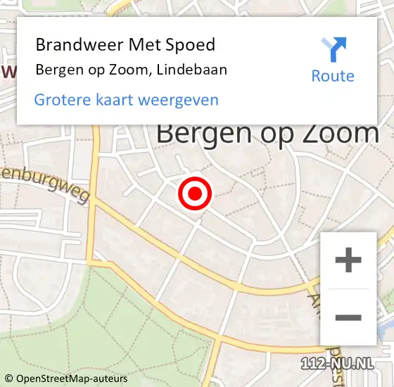 Locatie op kaart van de 112 melding: Brandweer Met Spoed Naar Bergen op Zoom, Lindebaan op 21 mei 2022 03:38