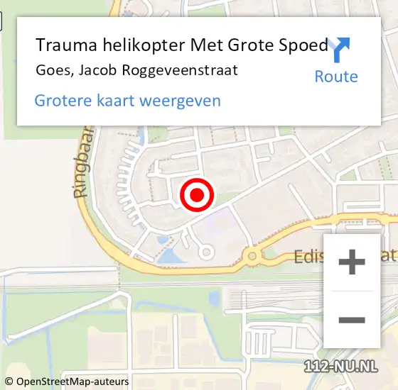 Locatie op kaart van de 112 melding: Trauma helikopter Met Grote Spoed Naar Goes, Jacob Roggeveenstraat op 21 mei 2022 04:01