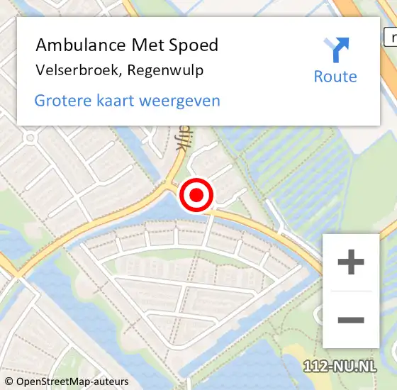 Locatie op kaart van de 112 melding: Ambulance Met Spoed Naar Velserbroek, Regenwulp op 21 mei 2022 05:20