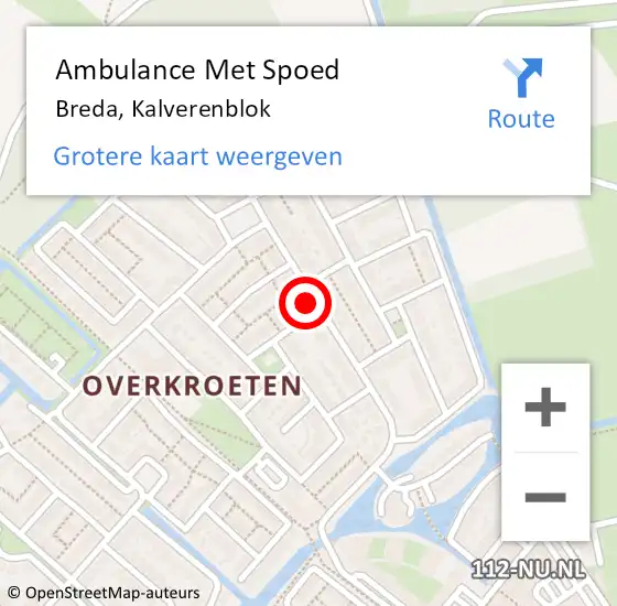 Locatie op kaart van de 112 melding: Ambulance Met Spoed Naar Breda, Kalverenblok op 17 juli 2014 23:19