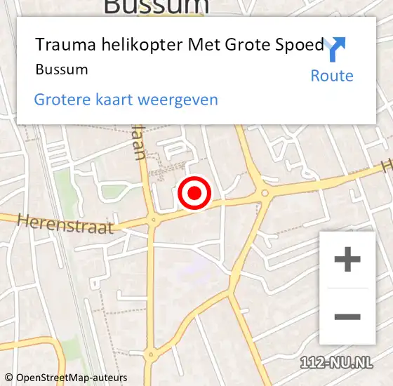 Locatie op kaart van de 112 melding: Trauma helikopter Met Grote Spoed Naar Bussum op 21 mei 2022 06:41