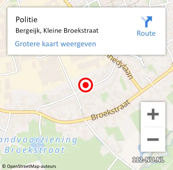 Locatie op kaart van de 112 melding: Politie Bergeijk, Kleine Broekstraat op 21 mei 2022 07:00