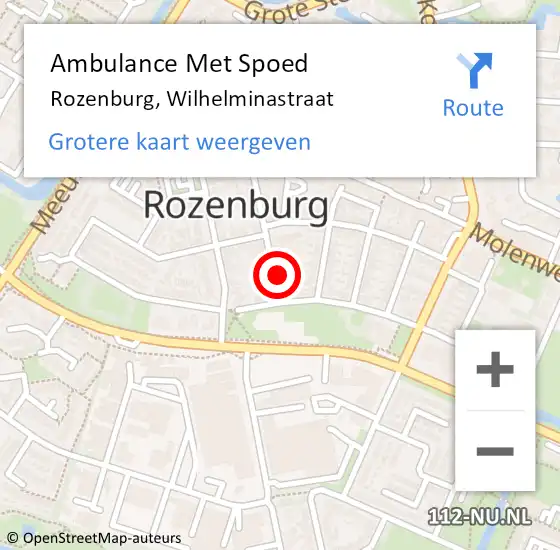 Locatie op kaart van de 112 melding: Ambulance Met Spoed Naar Rozenburg, Wilhelminastraat op 21 mei 2022 07:16