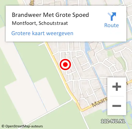 Locatie op kaart van de 112 melding: Brandweer Met Grote Spoed Naar Montfoort, Schoutstraat op 21 mei 2022 07:18