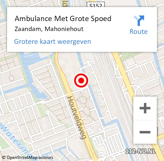 Locatie op kaart van de 112 melding: Ambulance Met Grote Spoed Naar Zaandam, Mahoniehout op 21 mei 2022 07:23