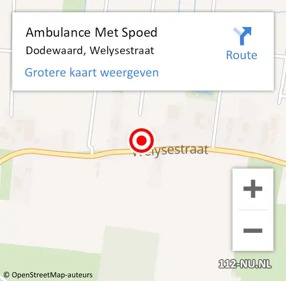 Locatie op kaart van de 112 melding: Ambulance Met Spoed Naar Dodewaard, Welysestraat op 21 mei 2022 07:43