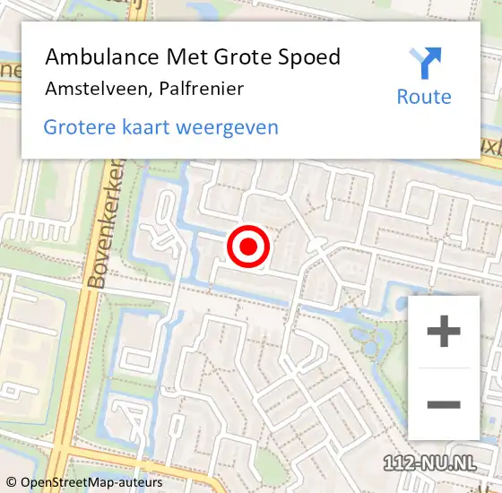 Locatie op kaart van de 112 melding: Ambulance Met Grote Spoed Naar Amstelveen, Palfrenier op 21 mei 2022 08:02