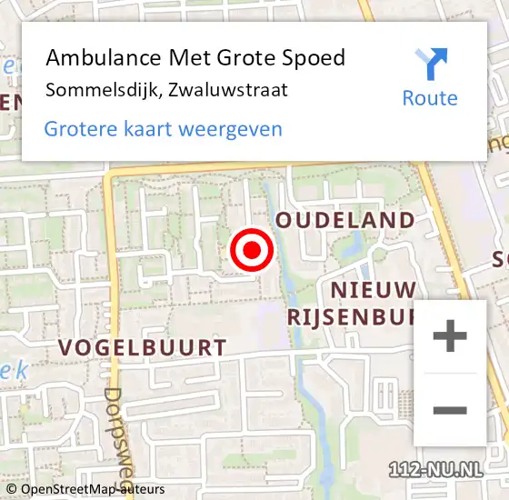 Locatie op kaart van de 112 melding: Ambulance Met Grote Spoed Naar Sommelsdijk, Zwaluwstraat op 21 mei 2022 08:06