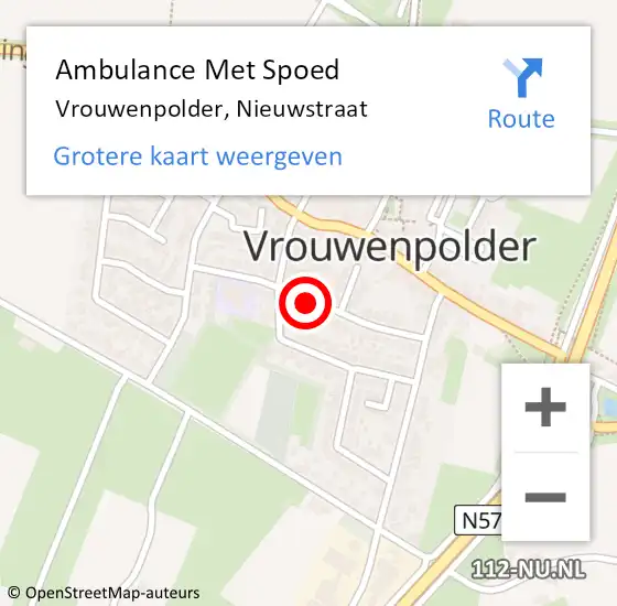 Locatie op kaart van de 112 melding: Ambulance Met Spoed Naar Vrouwenpolder, Nieuwstraat op 17 juli 2014 23:30