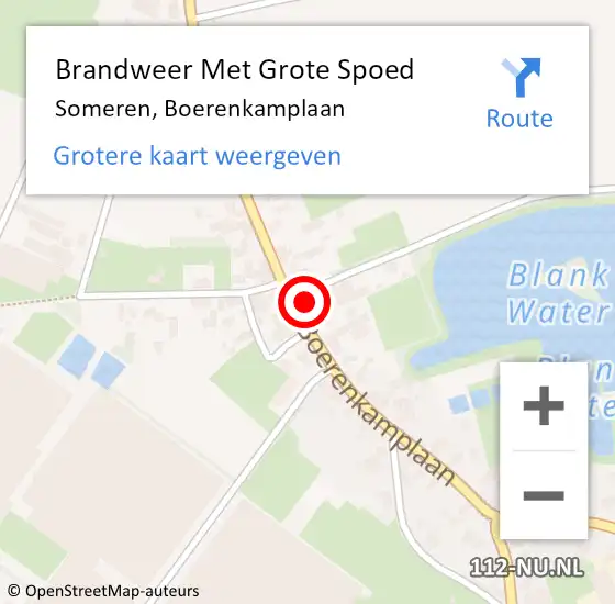 Locatie op kaart van de 112 melding: Brandweer Met Grote Spoed Naar Someren, Boerenkamplaan op 21 mei 2022 09:33