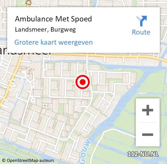 Locatie op kaart van de 112 melding: Ambulance Met Spoed Naar Landsmeer, Burgweg op 21 mei 2022 09:35