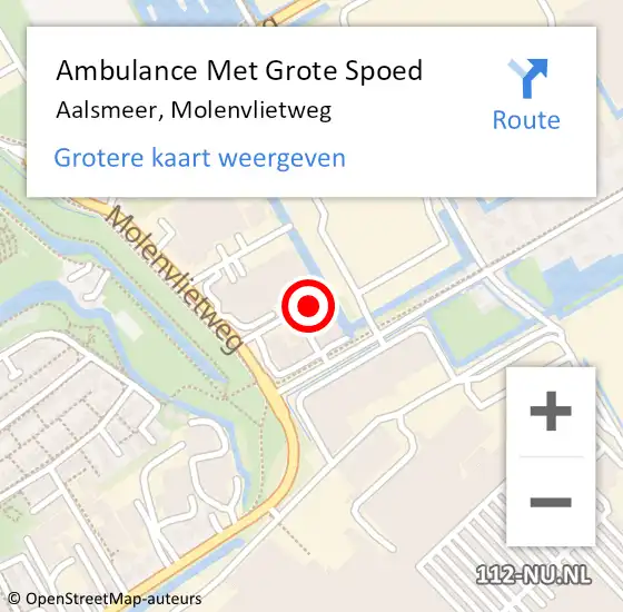 Locatie op kaart van de 112 melding: Ambulance Met Grote Spoed Naar Aalsmeer, Molenvlietweg op 21 mei 2022 09:39