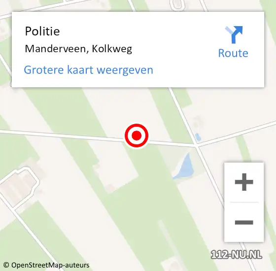 Locatie op kaart van de 112 melding: Politie Manderveen, Kolkweg op 21 mei 2022 09:41