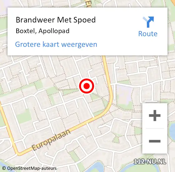 Locatie op kaart van de 112 melding: Brandweer Met Spoed Naar Boxtel, Apollopad op 21 mei 2022 09:54