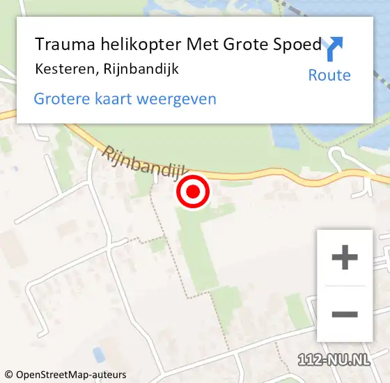 Locatie op kaart van de 112 melding: Trauma helikopter Met Grote Spoed Naar Kesteren, Rijnbandijk op 21 mei 2022 09:58