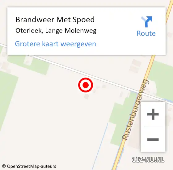 Locatie op kaart van de 112 melding: Brandweer Met Spoed Naar Oterleek, Lange Molenweg op 17 juli 2014 23:43