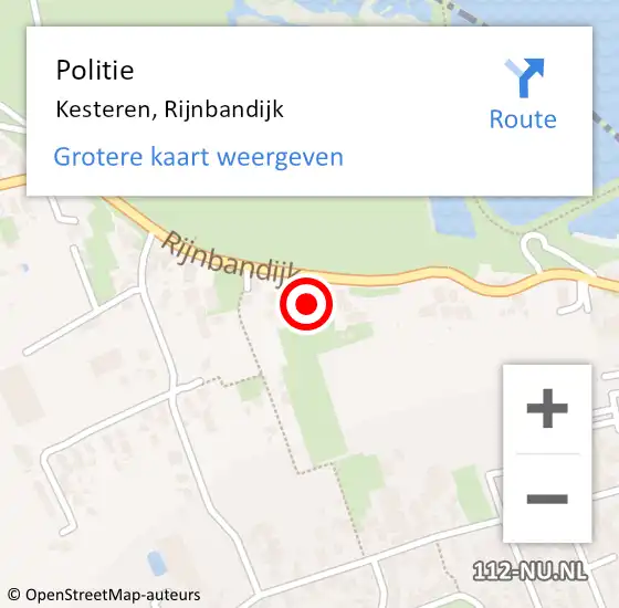 Locatie op kaart van de 112 melding: Politie Kesteren, Rijnbandijk op 21 mei 2022 10:07