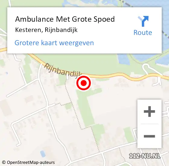 Locatie op kaart van de 112 melding: Ambulance Met Grote Spoed Naar Kesteren, Rijnbandijk op 21 mei 2022 10:07