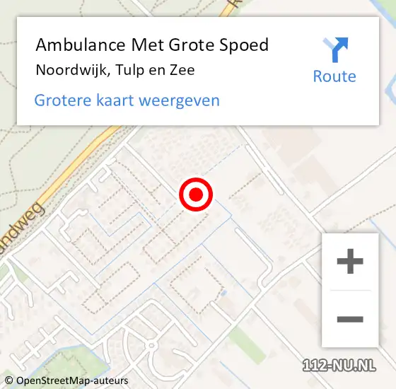 Locatie op kaart van de 112 melding: Ambulance Met Grote Spoed Naar Noordwijk, Tulp en Zee op 21 mei 2022 10:16