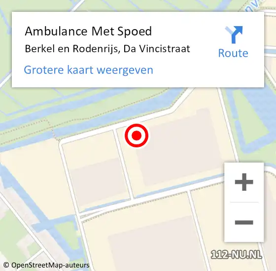 Locatie op kaart van de 112 melding: Ambulance Met Spoed Naar Berkel en Rodenrijs, Da Vincistraat op 21 mei 2022 10:17