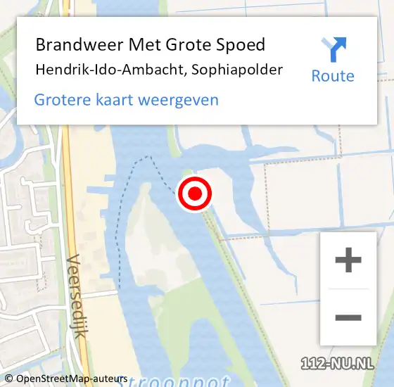 Locatie op kaart van de 112 melding: Brandweer Met Grote Spoed Naar Hendrik-Ido-Ambacht, Sophiapolder op 21 mei 2022 10:34