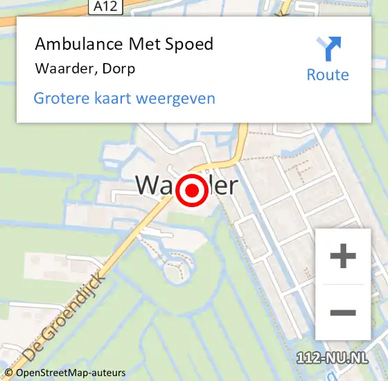 Locatie op kaart van de 112 melding: Ambulance Met Spoed Naar Waarder, Dorp op 21 mei 2022 10:35