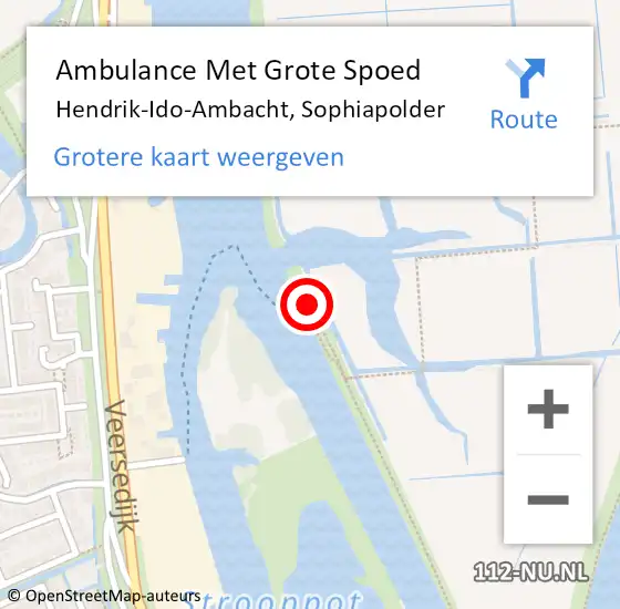 Locatie op kaart van de 112 melding: Ambulance Met Grote Spoed Naar Hendrik-Ido-Ambacht, Sophiapolder op 21 mei 2022 10:37