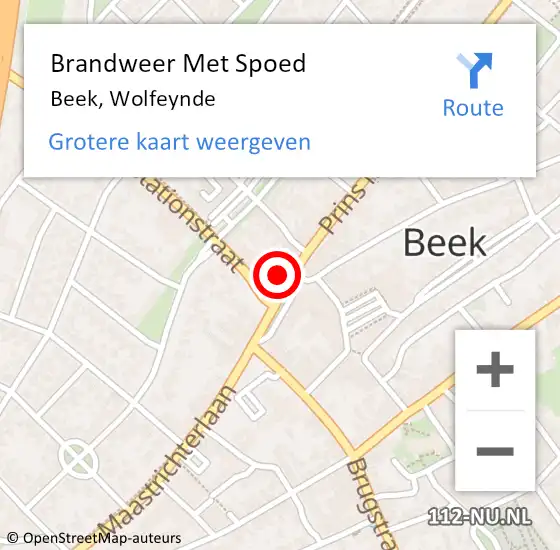 Locatie op kaart van de 112 melding: Brandweer Met Spoed Naar Beek, Wolfeynde op 21 mei 2022 10:37