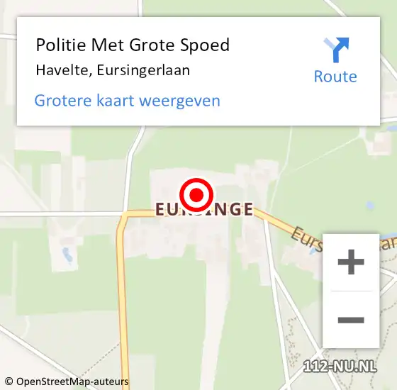 Locatie op kaart van de 112 melding: Politie Met Grote Spoed Naar Havelte, Eursingerlaan op 21 mei 2022 10:56