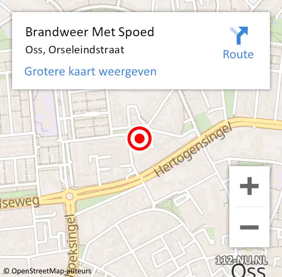 Locatie op kaart van de 112 melding: Brandweer Met Spoed Naar Oss, Orseleindstraat op 21 mei 2022 11:00