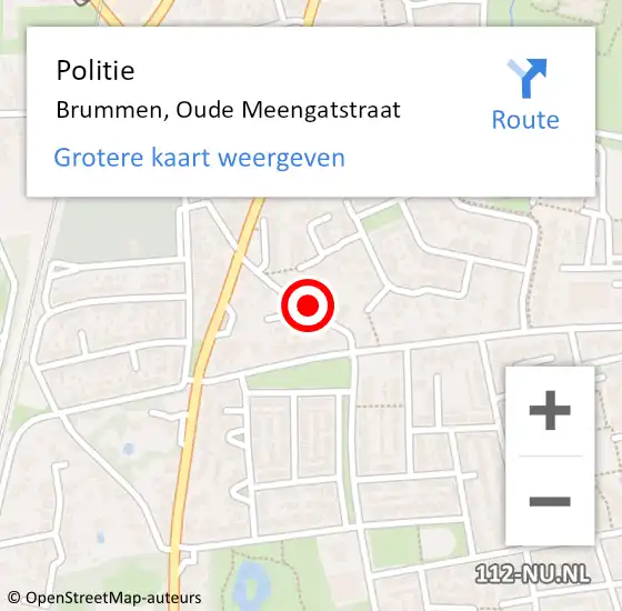 Locatie op kaart van de 112 melding: Politie Brummen, Oude Meengatstraat op 21 mei 2022 11:09