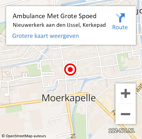 Locatie op kaart van de 112 melding: Ambulance Met Grote Spoed Naar Nieuwerkerk aan den IJssel, Kerkepad op 21 mei 2022 11:30