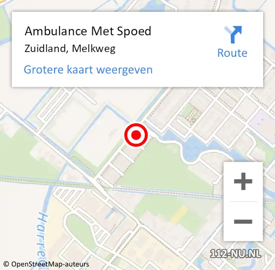 Locatie op kaart van de 112 melding: Ambulance Met Spoed Naar Zuidland, Melkweg op 21 mei 2022 11:32