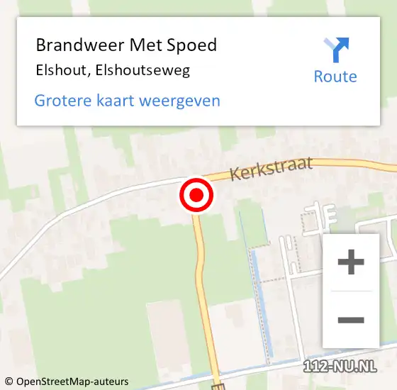 Locatie op kaart van de 112 melding: Brandweer Met Spoed Naar Elshout, Elshoutseweg op 21 mei 2022 11:40