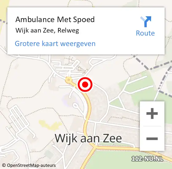Locatie op kaart van de 112 melding: Ambulance Met Spoed Naar Wijk aan Zee, Relweg op 21 mei 2022 11:57