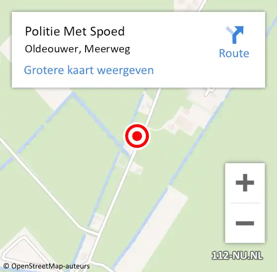 Locatie op kaart van de 112 melding: Politie Met Spoed Naar Oldeouwer, Meerweg op 21 mei 2022 11:58