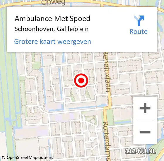 Locatie op kaart van de 112 melding: Ambulance Met Spoed Naar Schoonhoven, Galileïplein op 21 mei 2022 12:33