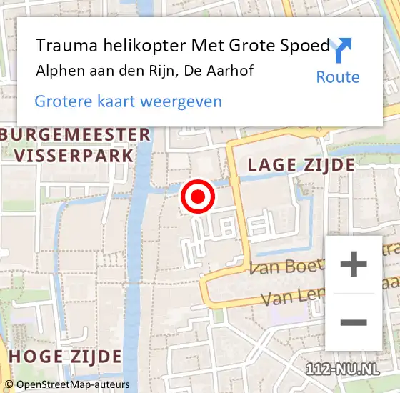 Locatie op kaart van de 112 melding: Trauma helikopter Met Grote Spoed Naar Alphen aan den Rijn, De Aarhof op 21 mei 2022 12:35